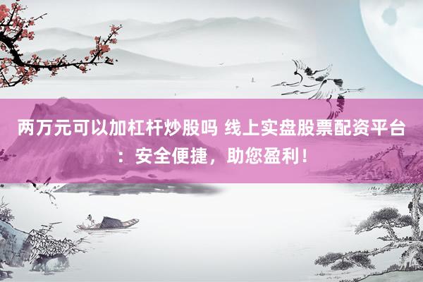 两万元可以加杠杆炒股吗 线上实盘股票配资平台：安全便捷，助您盈利！