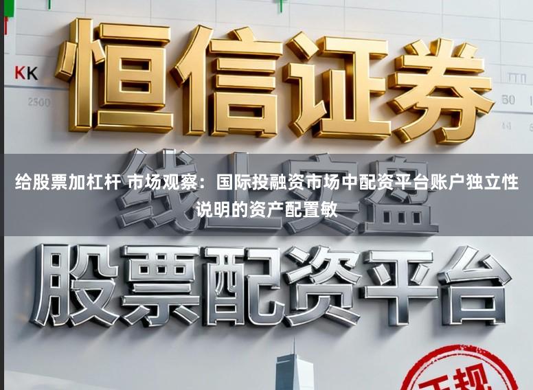 给股票加杠杆 市场观察:国际投融资市场中配资平台账户独立性说明的资产配置敏